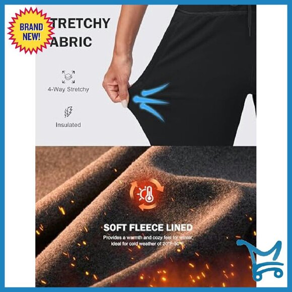 Fleece Lined High Waist Joggers Thermal Sweatpants Water Resistant Running - Picture 6 of 8
